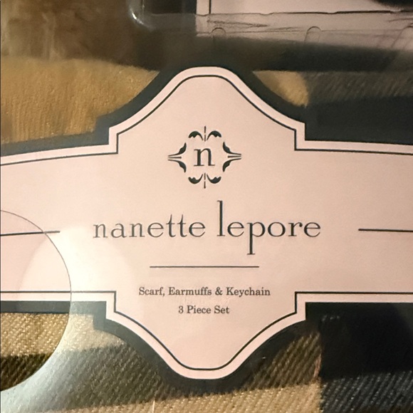 Nanette Lepore Tan and Black Plaid Scarf and Earmuff Set - Picture 6 of 8